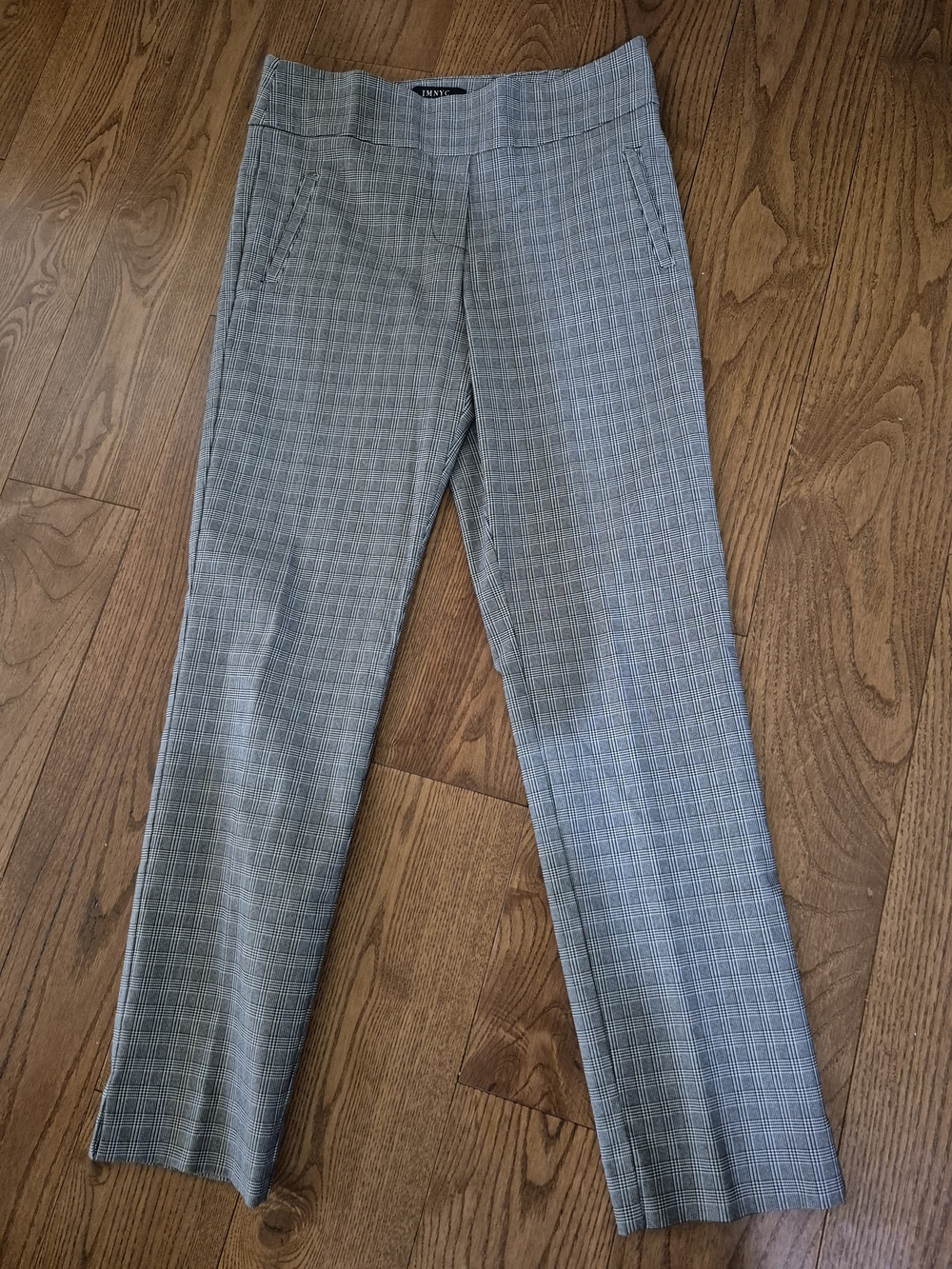 Isaac Mizrahi Gray Plaid Stretchy Straight-Leg Pants Size M